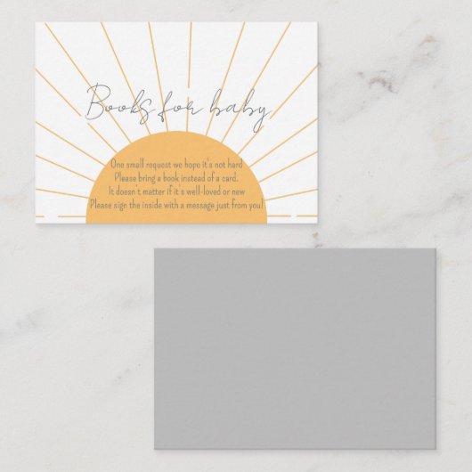 Sunshine Baby shower Boho Books for Baby shower Informatiekaartje (Voorkant / Achterkant)