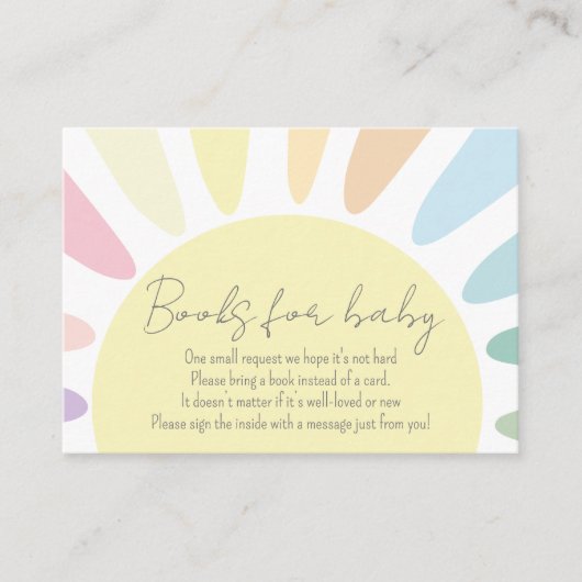 Sunshine Baby shower Boho Books for Baby shower Informatiekaartje (Voorkant)