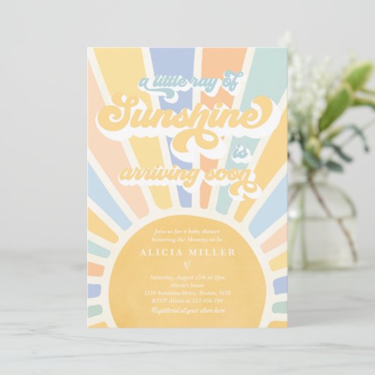 Sunshine Baby shower Boho Muted Rainbow Sunshine Kaart (Staand voorkant)
