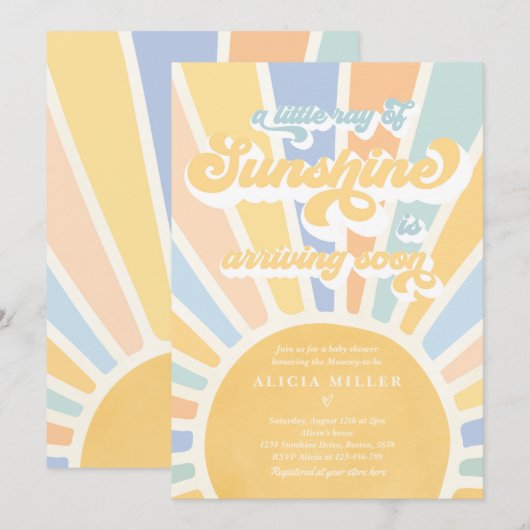 Sunshine Baby shower Boho Muted Rainbow Sunshine Kaart (Voorkant / Achterkant)