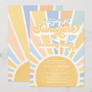 Sunshine Baby shower Boho Muted Rainbow Sunshine Kaart