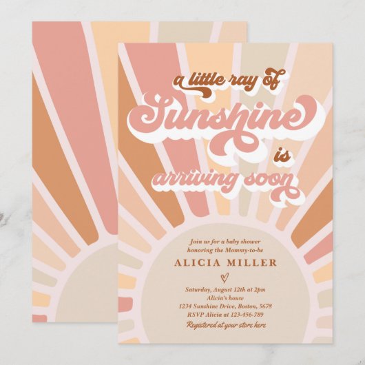 Sunshine Baby shower Boho Muted Rainbow Sunshine Kaart (Voorkant / Achterkant)
