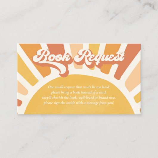 Sunshine Baby shower Boho Retro Book Request Informatiekaartje (Voorkant)