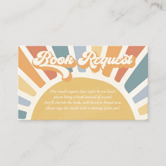 Sunshine Baby shower Boho Retro Book Request Informatiekaartje (Voorkant)