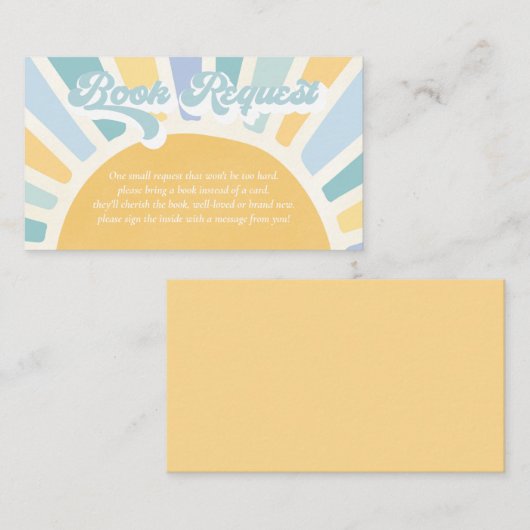 Sunshine Baby shower Boho Retro Book Request Informatiekaartje (Voorkant / Achterkant)