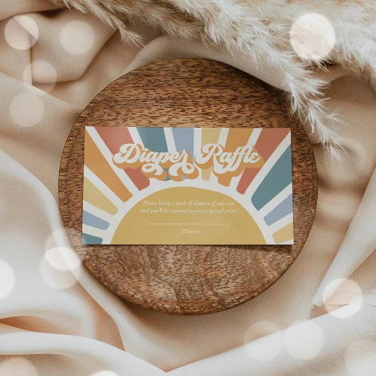 Sunshine Baby shower Boho Retro Diaper Raffle Informatiekaartje