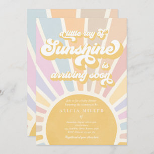 Sunshine Baby shower Boho Retro Pink Sunshine Kaart