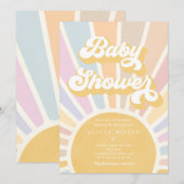 Sunshine Baby shower Boho Retro Pink Sunshine Kaart (Voorkant / Achterkant)