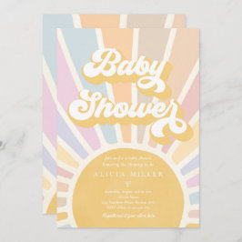 Sunshine Baby shower Boho Retro Pink Sunshine Kaart