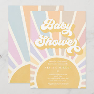 Sunshine Baby shower Boho Retro Pink Sunshine Kaart