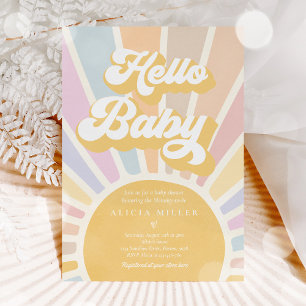 Sunshine Baby shower Boho Retro Pink Sunshine Kaart