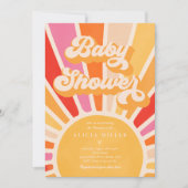 Sunshine Baby shower Boho Retro Pink Sunshine Kaart (Voorkant)