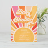 Sunshine Baby shower Boho Retro Pink Sunshine Kaart (Staand voorkant)