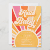 Sunshine Baby shower Boho Retro Pink Sunshine Kaart (Voorkant)