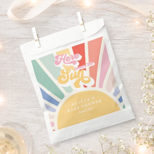Sunshine Baby shower Boho Retro Rainbow Sunshine Bedankzakje (Geknipt)