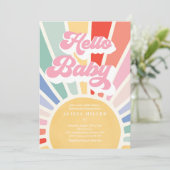 Sunshine Baby shower Boho Retro Rainbow Sunshine Kaart (Staand voorkant)