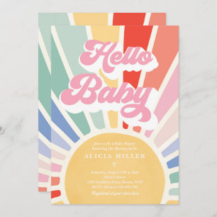 Sunshine Baby shower Boho Retro Rainbow Sunshine Kaart