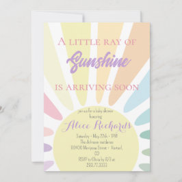 Sunshine Baby shower Boho Retro Roze Baby shower Kaart