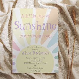 Sunshine Baby shower Boho Retro Roze Baby shower Kaart
