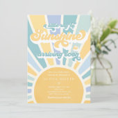 Sunshine Baby shower Boho Retro Yellow Sunshine Kaart (Staand voorkant)