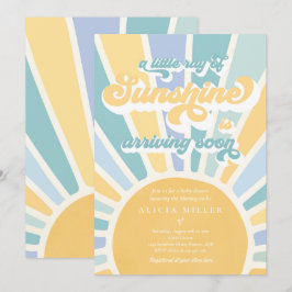 Sunshine Baby shower Boho Retro Yellow Sunshine Kaart