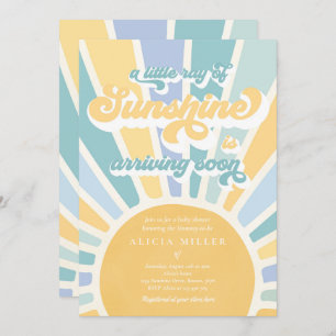 Sunshine Baby shower Boho Retro Yellow Sunshine Kaart