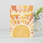 Sunshine Baby shower Boho Retro Yellow Sunshine Kaart (Staand voorkant)