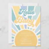 Sunshine Baby shower Boho Retro Yellow Sunshine Kaart (Voorkant)