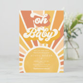 Sunshine Baby shower Boho Retro Yellow Sunshine Kaart (Staand voorkant)