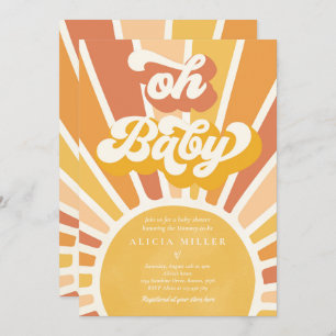 Sunshine Baby shower Boho Retro Yellow Sunshine Kaart
