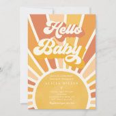 Sunshine Baby shower Boho Retro Yellow Sunshine Kaart (Voorkant)