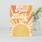 Sunshine Baby shower Boho Retro Yellow Sunshine Kaart (Staand voorkant)