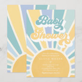 Sunshine Baby shower Boho Retro Yellow Sunshine Kaart (Voorkant / Achterkant)
