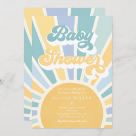 Sunshine Baby shower Boho Retro Yellow Sunshine Kaart