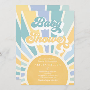 Sunshine Baby shower Boho Retro Yellow Sunshine Kaart