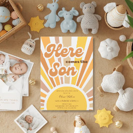 Sunshine Baby Shower Boho Retro Yellow Sunshine Kaart