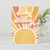 Sunshine Baby shower Boho Retro Yellow Sunshine Kaart (Staand voorkant)