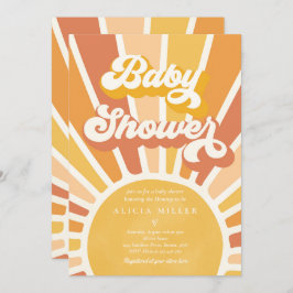 Sunshine Baby shower Boho Retro Yellow Sunshine Kaart