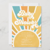 Sunshine Baby shower Boho Retro Yellow Sunshine Kaart (Voorkant)