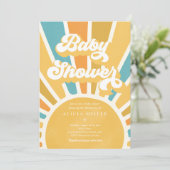 Sunshine Baby shower Boho Retro Yellow Sunshine Kaart (Staand voorkant)