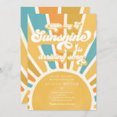 Sunshine Baby shower Boho Retro Yellow Sunshine Kaart (Voorkant / Achterkant)