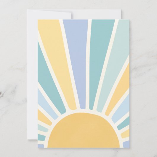 Sunshine Baby shower Boho Retro Yellow Sunshine Kaart (Achterkant)