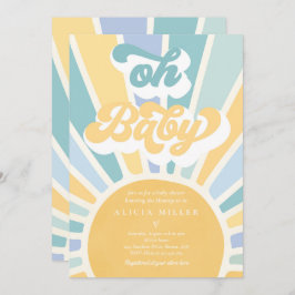 Sunshine Baby shower Boho Retro Yellow Sunshine Kaart