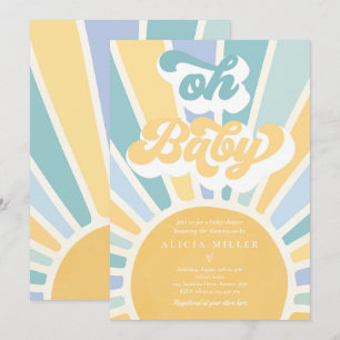 Sunshine Baby shower Boho Retro Yellow Sunshine Kaart