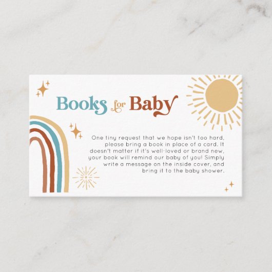 Sunshine Baby shower Books for Baby Informatiekaartje (Voorkant)