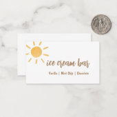 Sunshine Baby shower Buffet Kaart Notitiekaartje (Voorkant / Achterkant in situ)