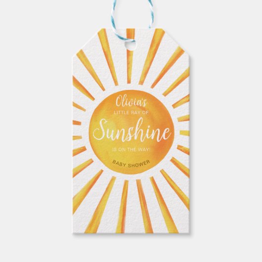 Sunshine Baby shower Cadeaulabel (Voorkant)
