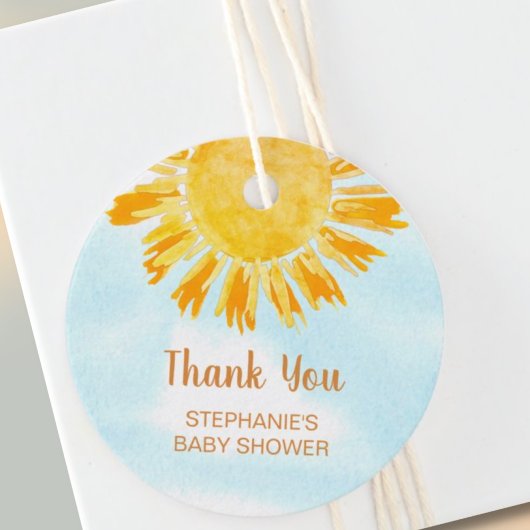 Sunshine Baby shower Dank u Bedankjes Labels