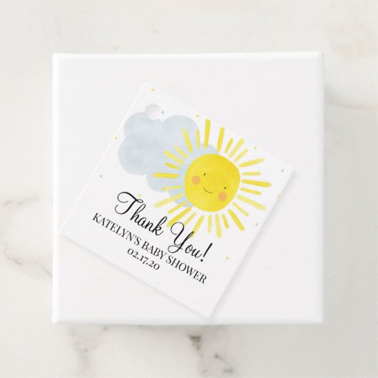 Sunshine Baby shower Dank u Party Labels (In situ)