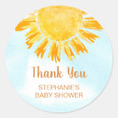 Sunshine Baby shower Dank u Ronde Sticker (Voorkant)